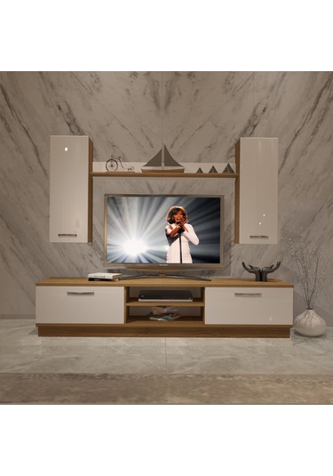 Decoraktiv Eko 5db Mdf Dvd Tv Ünitesi Tv Sehpası Pera - Beyaz