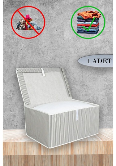 1 Adet Kapaklı Kutu Hurç 50x40x30 Midi Boy Gri