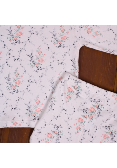 Çiçek Desenli Kız Bebek Pijama Eşofman Takımı Pembe Pembe