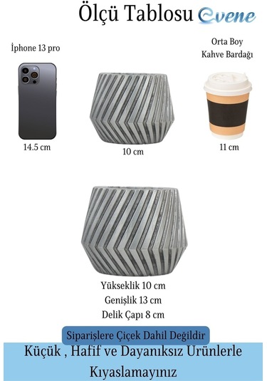 Saksı Çiçek Kaktüs Saksısı Lüx 13 Cm Mekanik Dişli Desen Saksı Çiçeklik - Gümüş Eskitme