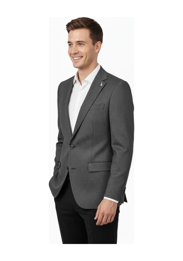 Erkek Tek Spor Ceket Çift Yırtmaçlı Bgl-st04982 Gri