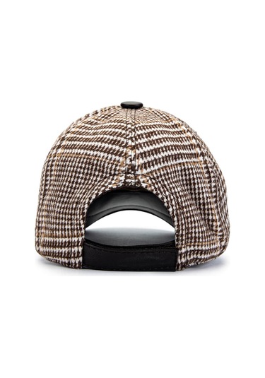 Tamer Tanca Erkek Deri & Tekstil Bej Kareli Şapka 524 1121 Sapka Sk24-25 Bej Krl Dsnl Açık Bej