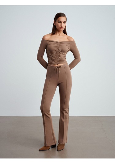 32089 Omuzları Açık Büzgülü Top-vizon Vizon