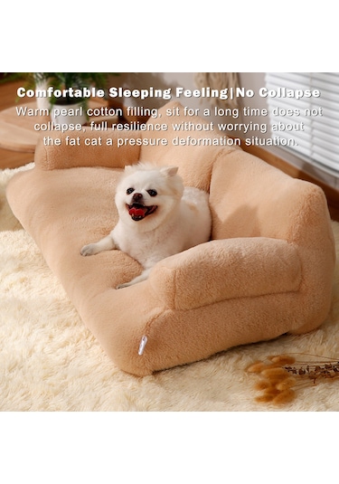 Geeksen Kedi Yatağı Ultra Yumuşak Peluş Malzeme Köpek Kedi Yatakları Kapalı