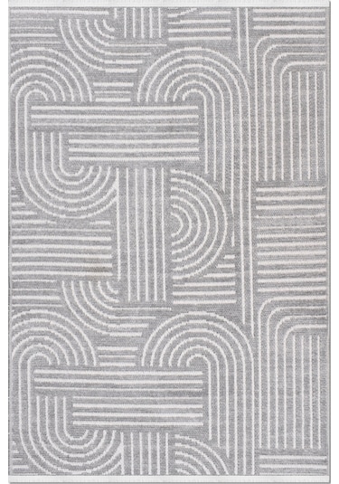 Revna Gri Yıkanabilir Halı Kaydırmaz Tabanlı Pamuk Dokuma Salon Mutfak Koridor İçin Gri