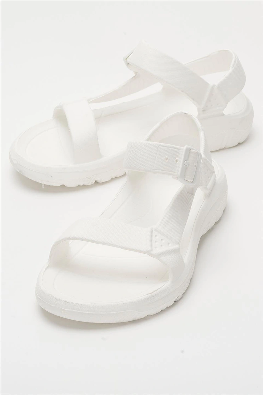 Unisex Eva Spor Kaymaz Yürüyüş Sandaleti Beyaz BEYAZ