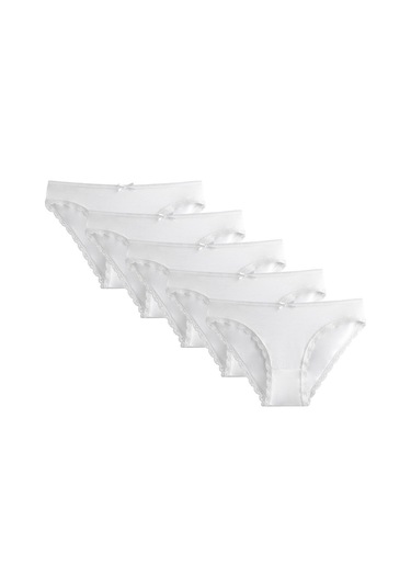 5'li Özel Viskon Kadın Külot 2195 Beyaz