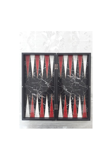 Yenigün Siyah Marble Büyük Tavla Takımı