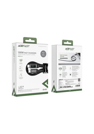 Cbtx Acefast C6-03 İphone 15 Serisi Uyumlu Usb-c To Usb-c 100 W Örgülü Şarj Veri Kablosu 2 M Siyah