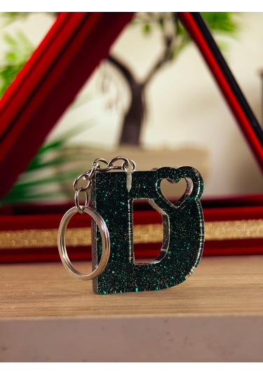 Harfli Anahtarlık Epoksi Kişiye Özel Yapım El Yapımı Harf Anahtarlık Kalp Model Özel Tasarım Hediyelik Ürün Kalp Desenli Simli Anahtarlık Beyaz - Mor