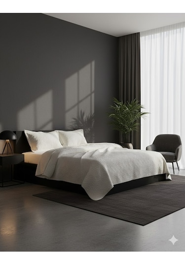 Çift Kişilik Lucette Pike Yatak Örtüsü Krem Krem