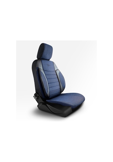 Panda Elegant Serisi Dokuma Kumaş Oto Koltuk Kılıfı - Mavi - Siyah