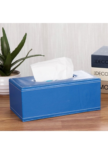 Neevoyu Büyük Boy Mavi Kürk Desenli Deri Mendil Kutusu - Ev, Otel, Araç İçin Pratik Kullanım, Kaliteli Ve Dayanıklı Mavi Koyun Cilt Desenli