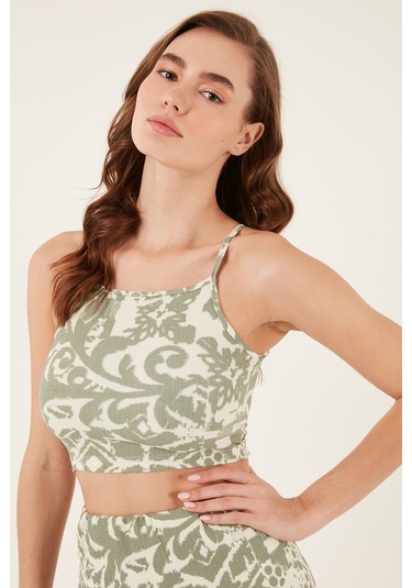 Lela Slim Fit Ip Askılı Yırtmaçlı Midi Alt-Üst Bayan Takım 5865726 Olive