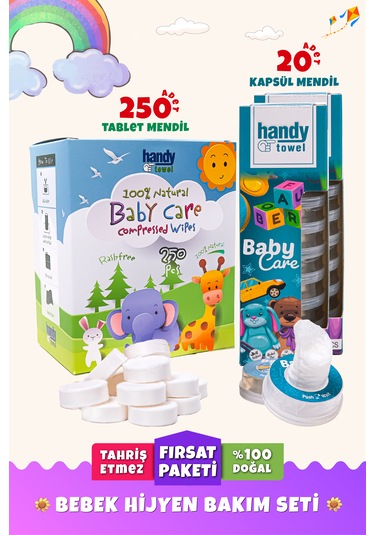Handytowel Bebekler İçin Sıkıştırılmış Tablet Mendili 250 Adet