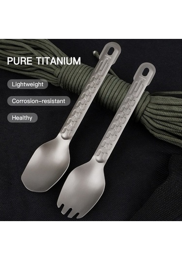 Pazly Yürüyüş Ve Piknik İçin Titanyum Renkli Hafif Kamp Kaşık Takımı Ev Dışı Kullanım Çok Renkli