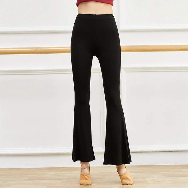 Fortunelane Kadınlar İçin Yumuşak Modal Yoga Taytı - Dar Kalıp, Geniş Ayağı Ve Esnek Bel - Siyah Spor Stili Pilates & Dinlenme El SiYAH