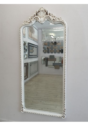 Ayna Denizi Princess Great Aging White Model Eskitme Beyaz Renk Dekoratif Boy Aynası Eskitme Beyaz