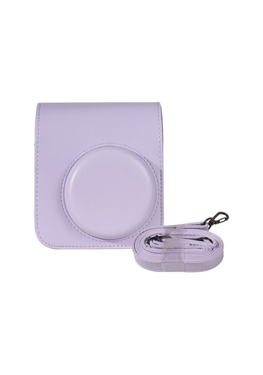 Maiyame Fujifilm Mini 12 İçin Mor Pu Kamera Kılıfı, Manyetik Kanca Ve Ayarlanabilir Çıkarılabilir Askı İle Koruma Torbası