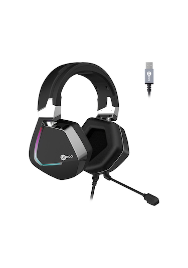 Lecoo HT402 USB Kablolu Surround 7.1 RGB Çıkartılabilir Mikrofonlu Kulak Üstü Gaming Kulaklık