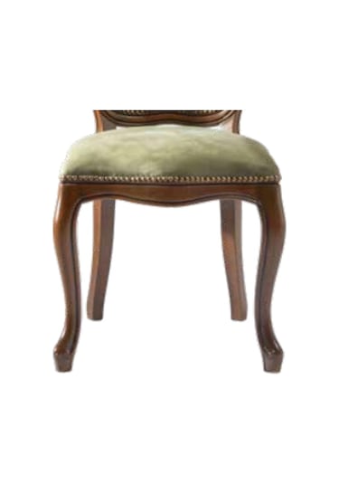 Bengimobilya Sandalye Zus006 Klasik Model Yeşil Baby Face Kumaş Parlak Ceviz O