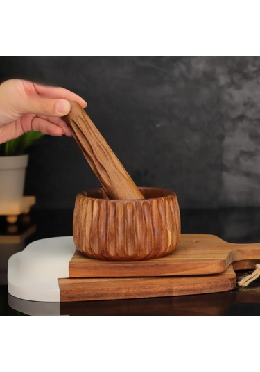 Mien Dayanıklı Ahşap Akasya Havan Set 2 Parça 7b44