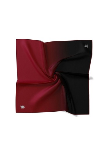 Levidor Twill İpek Eşarp - Degrade - Bordo Siyah - Bordo Siyah