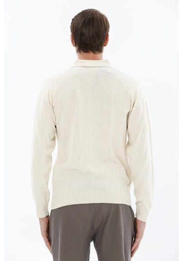 Finesuits Erkek Desenli Yünlü Kazak 2422201016.dspyr Kemik