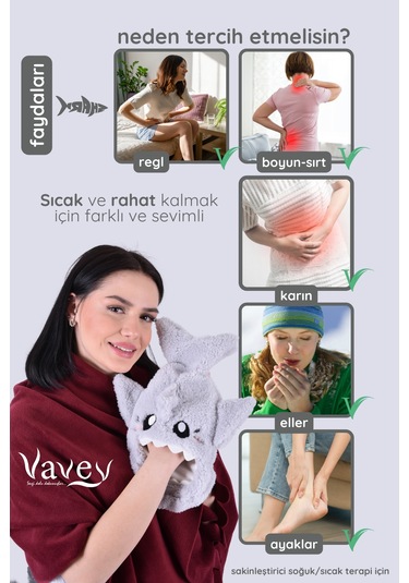 Shark Desenli Yumuşak Rahatlatıcı ve Isı Terapisi Sıcak Su Torbası