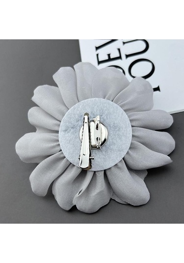 Homyl Kadınlar Için Çiçek Broş Rozeti Büyük Dans Ziyafeti Gri