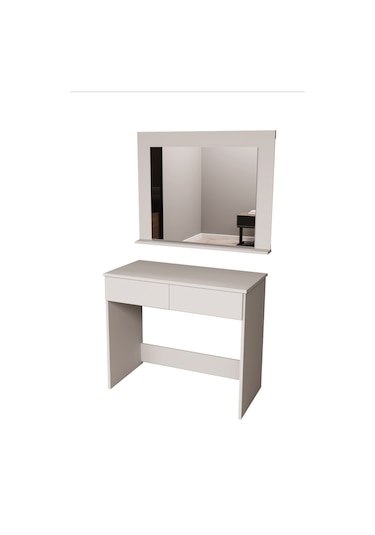 Df02110b Aynalı Beyaz Makyaj Masası Beyaz