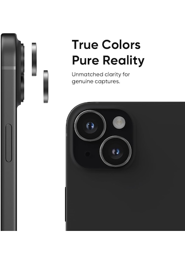 Apple Uyumlu iPhone 15 / 15 Plus Kamera Lens Koruyucu Siyah