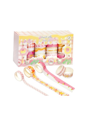 Dikdörtgen Vintage Washi Tape Bant Yapışkanlı Maskeleme Kağıdı Desenli Bant 20'li - Sweet Jelly 1