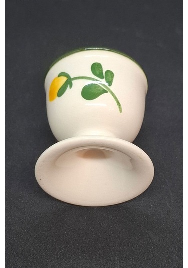 Mettlach El Boyaması Vintage Yumurtalık Çiçekli 1 Adet Bej - Kırmızı