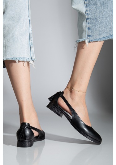 Volpen Cilt Kısa Topuk Ayakkabı Mint Yeşil Siyah Deri