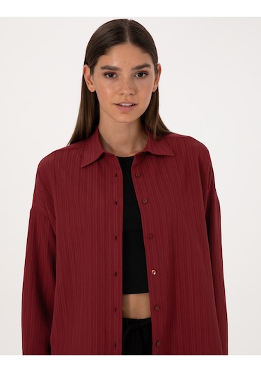 Pierre Cardin Kadın Bordo Gömlek Desenli 50318232-vr014 Bordo