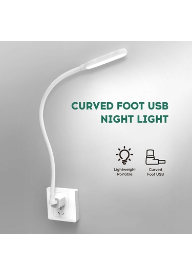 Yifomall Usb Çevresel Şeffaf Hortumlu 3 Renkli Dokunmatik Işık Regülatörlü Göz Koruyucu Gece Lambası - Beyaz Beyaz