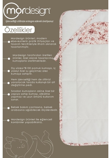 Mordesign Bebek Çanta Alt Açma Minderi Alt Değiştirme Pedi Taşınabilir Bakım Örtüsü Çıtır Seri Pudra