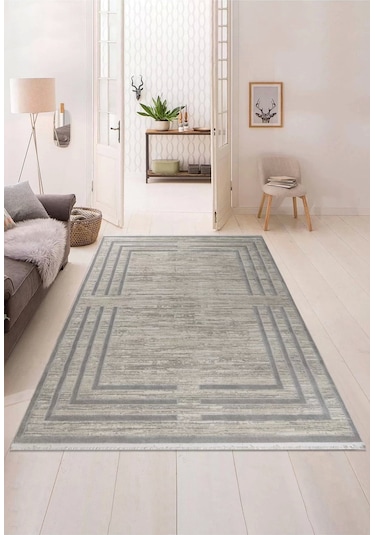 Pyramid Modern Salon Ve Oturma Odası Halısı - Krem Gri Gri