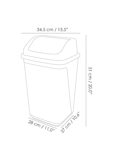 Kapaklı Plastik Çöp Kovası - Ev Ofis Banyo Mutfak Çöp Kovası Gri 30 Litre Gri