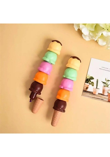 Küçük Bi Yıkıldım Tasarımlı Kırtasiye Ve Dondurma Külahlı Keçeli Kalem Seti