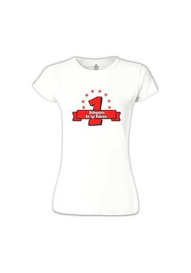 Dünyanın En İyi Babası Beyaz Kadın Tshirt 001