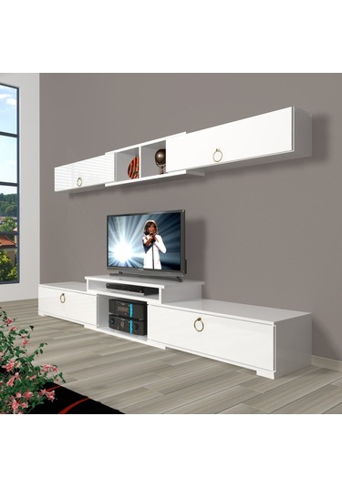 Decoraktiv Flex 5 Mdf Gold Tv Ünitesi Tv Sehpası Beyaz