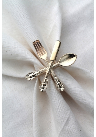 12 Adet Dekoratif Gold Food Style Peçete Halkası - Napkin Ring