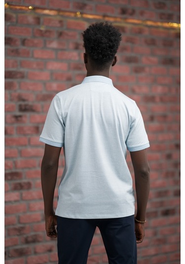 Advante Regular Fit Likralı Pano Desenli Polo Yaka T-shirt Buz Mavisi