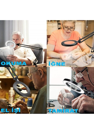 DailyTech Çok işlevli Masa Üstü Katlanabilir 5/8X ışıklı büyüteç