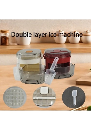 Fastbuy Manuel Buz Yapıcı 48 Bölmeli Kırmızı Plastik Tepsi, Büyük Kapasiteli, Dayanıklı, Yeni Model Kırmızı