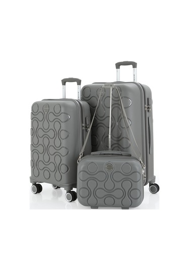 Mçs Polipropilen 3lü Valiz Seti Orta & Kabin & Makyaj V376 S23sy1000052-set 00006 Gri