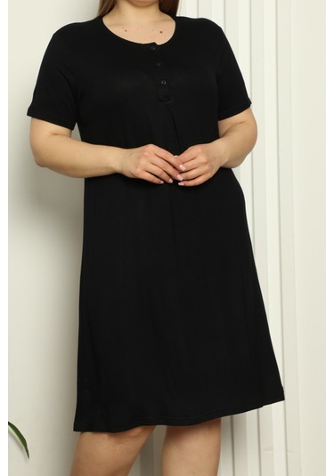 Hamile Tunik Gecelik Kısa Kollu Likralı Büyük Beden