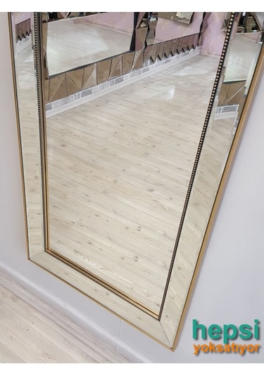 Ayna Çerçeveli Model Eskitme Altın Renk Boy Aynası Altın